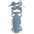 thumbnail image 3 of BLISSFUL STEP Women's Open Toe Lace Up Chunky High Heels Sandals Haze Blue (Size 8), 3 of 6