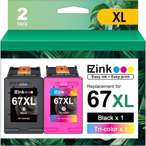 67XL Printer Ink Remanufactured for HP Ink 67 67XL Ink Cartridges Black Color Combo Pack for HP DeskJet 2700 2755e 2700e 2800e 2855e 4155e 2852e Envy 6400 6055e 6000 645