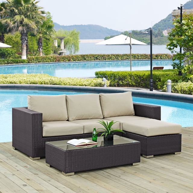 Modway Convene Outdoor Sofa Patio Furniture, Beige
