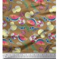 thumbnail image 1 of Soimoi Satin Silk Fabric Fruits,Swim Ring & Goggles Summer Designs Decor Fabric Printed Yard 42 Inch Wide, 1 of 3