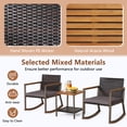thumbnail image 4 of Gymax 3PCS Rattan Rocking Chair Bistro Set Armrest Cushion Table W/ Storage Shelf Patio, 4 of 6