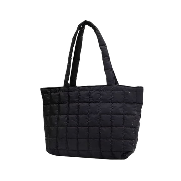 Quilted Nylon Tote Bag for Women Lightweight Puffer Shoulder Handbag, Large Capacity Zipper Closure, Water-Resistant Design
