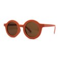 thumbnail image 3 of Kids Child Size Thick Plastic Round Circle Lens Retro Sunglasses Orange Brown, 3 of 4