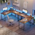 thumbnail image 3 of Bestier 95.2 inch L-Shaped Computer Desk with Monitor Stand Rustic, 3 of 6