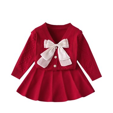 zbxnLI Little Girls Clothes Outfits 2 Piece Long Sleeve Sweater + Skirt Sets for Toddler Girls Fall Winter