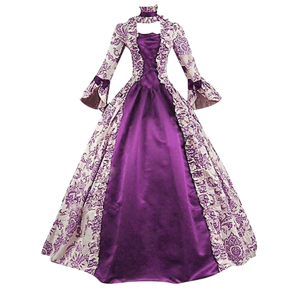 WILLBEST Ladies Dresses Dresses for Women Plus Size Fashion Gothic Style Vintage Midi Dress Croset Long Flare Sleeve A Line Party Dress
