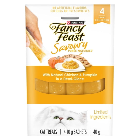 Purina Fancy Feast Savoury Purée Naturals with Natural Chicken & Pumpkin, Cat Treats 40 g