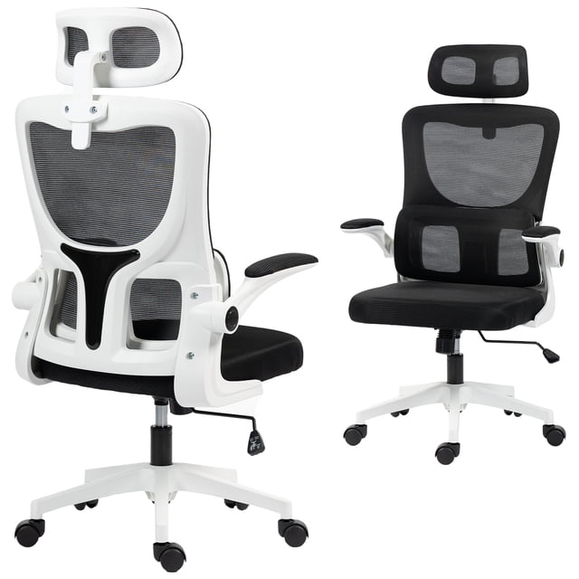 Vinsetto Mesh Office Chair with Adjustable Headrest, Lumbar Support, Black
