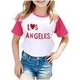 thumbnail image 1 of WEIYLL T-Shirts pour Filles Imprimé Lettre de la Ville Manches Courtes Raglan Été Doux Décontracté pour Sortir 4-5 Ans, 1 of 3