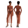 thumbnail image 1 of SUNSIOM Robe de Bikini en Maille Transparente pour Femmes, Manches Longues, avec Décoration de Perles, Maillot de Bain, 1 of 9