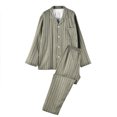 thumbnail image 1 of PEZHADA Pajama Sets, Mens Sleep Sets Button Wear Lounge Wear Home Sleep Set Tops+Pants, 1 of 8