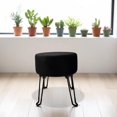 thumbnail image 4 of Ottoman Rond Moderne en Velours Noir – Tabouret d'Appoint Élégant avec Pattes Épingle Pliables, 4 of 7