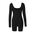 thumbnail image 4 of Womens Yoga Jumpsuits One Piece Workout Ribbed Long Sleeve Rompers Outfits U Neck Sport Exercise Jumpsuits Bodysuits, 4 of 7