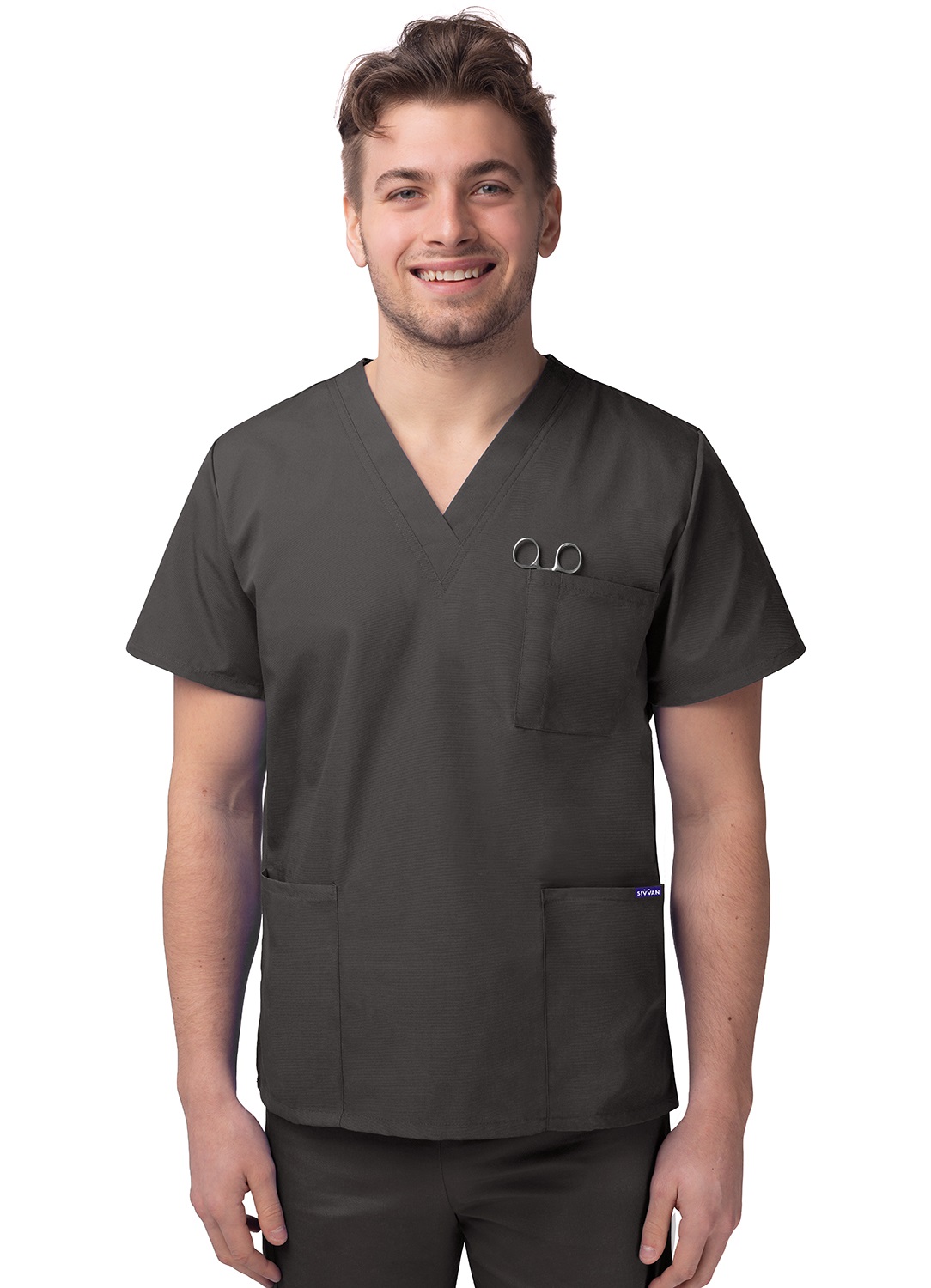 Sivvan Unisex V-Neck 3 Pocket Scrub Top (Available in 15 Colors)