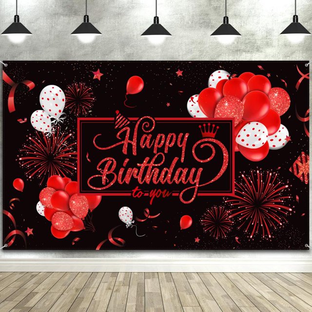 Happy Birthday Banner Sign Birthday Photo Backdrop Background for Birthday Party Decoration Supplies