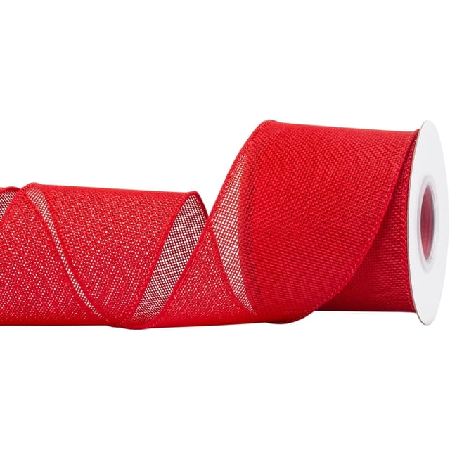Joycrosso Burlap Wired Edge Ribbon 3 inch x 10 Yards, Red, Ideal for Crafting, Gift Wrapping, Wreath, Christmas Tree, and Rustic Wedding Decorations