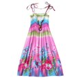 thumbnail image 1 of Robe d'Été Filles Robe de Fleurs Enfants Fille Belle Robe Bohème Plage Robes de Coton Sans Manches Arc-en-Ciel Robe de Soleil avec Collier 2-10 Ans, 1 of 9