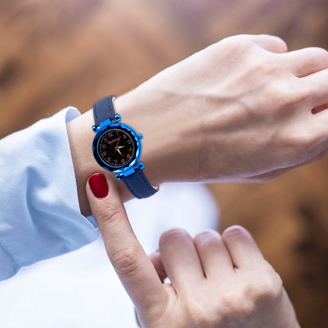 WIFKLSIIPG Quartz Watch Ladies Watch Digital Starry Sky Luminous Belt Watch Women's Watch