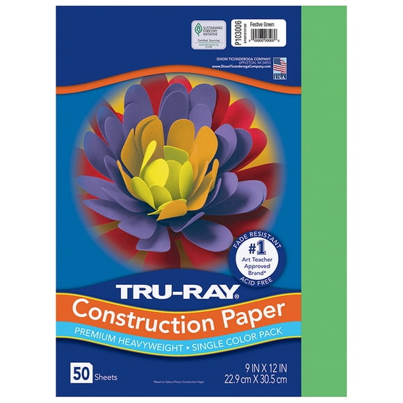 Tru Ray Sulphite Construction Festive Green 50 Pack 9X12