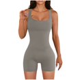 thumbnail image 1 of AherBiu Workout Bodysuits for Women Square Neck Sleeveless Compression Gym Yoga Short Jumpsuits Rompers, 1 of 7