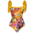 thumbnail image 3 of Maillot de Bain une Pièce pour Femmes avec Jupe de Plage Paréo Imprimé Floral Rétro Ensemble Bikini Deux Pièces, 3 of 4