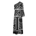 thumbnail image 4 of LOVZFMLL Robe d'Été pour Femme, Aguichant, à une Épaule, Imprimée, Ample, à Manches, Ourlet Fendu à Moitié, Bleu Marine, m, 4 of 5