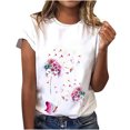 thumbnail image 1 of T-shirts d'Été Décontractés pour Femmes, Col Rond, Manches Courtes, T-Shirt Graphique Tendance, Basique, Confortable, Coupe Ample, Chemisiers pour Femmes, Chandail, 1 of 6