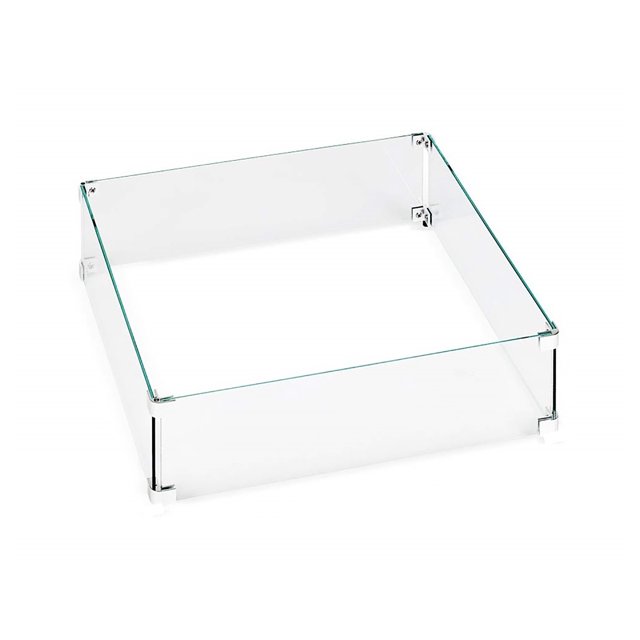 Hiland AWS-SQ22 Pare-Vent Carré en Verre pour Foyer, Carré, Transparent