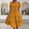 thumbnail image 2 of Summer Dresses Floral Casual Party V Neck Short Sleeve Wrap Waist Ruffle with Pockets Spring Dress Yellow XL, 2 of 4