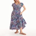 thumbnail image 4 of Women‘s Summer Short Sleeve V Neck Pattern Print Beach Dress, 4 of 9