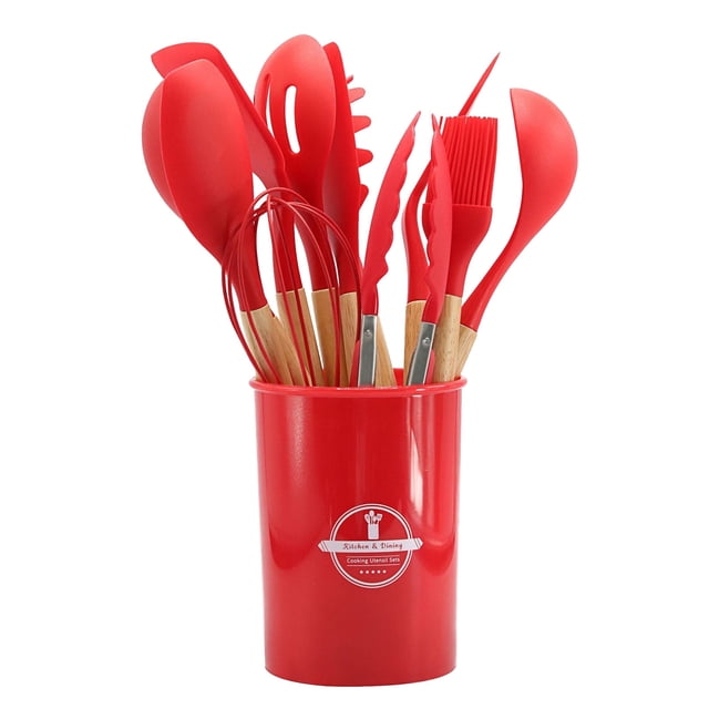 Rbaofujie Kitchen Supplies Cooking Non-Stick Pan Storage Bucket Wooden Handle Kitchenware 12-Piece Kitchenware Set Kitchen Supplies