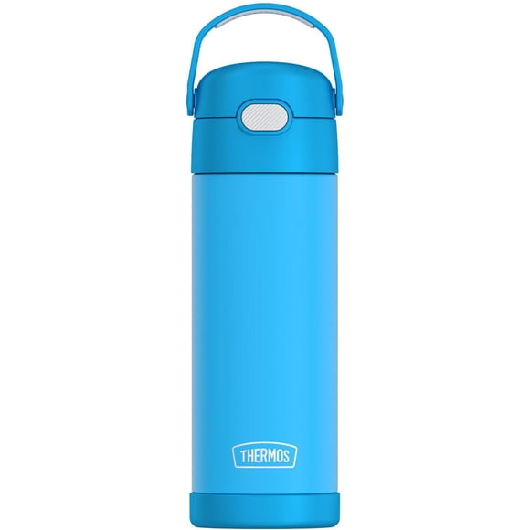 Thermos Kids Bouteille d'eau isotherme en acier inoxydable avec bec verseur et couvercle, 470ml, bleu électrique
