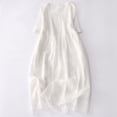 thumbnail image 1 of Weiqiqre Robes Décontractées pour Femmes, Robe d'Été en Coton et Lin Unie Ample à Manches Courtes et Col en V pour Femmes, 1 of 3