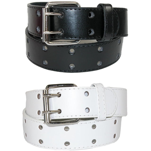 CTM® Kid's Leather Two Hole Jean Belt (Pack of 2 Colors)