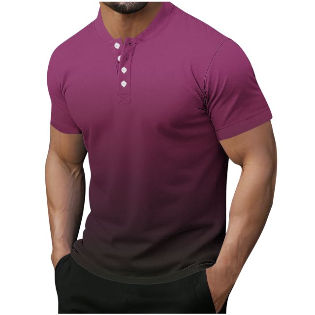 Plebaso Mens Fashion Tshirts Button Short Sleeve Pullover Shirts Summer Casual Basic Tees Tops for Men