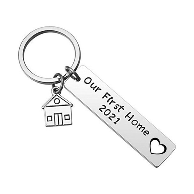 EGNMCR Keychains Stainless Steel Keychain 2021 Our First Home New Home House Real Estate Gift Key chain
