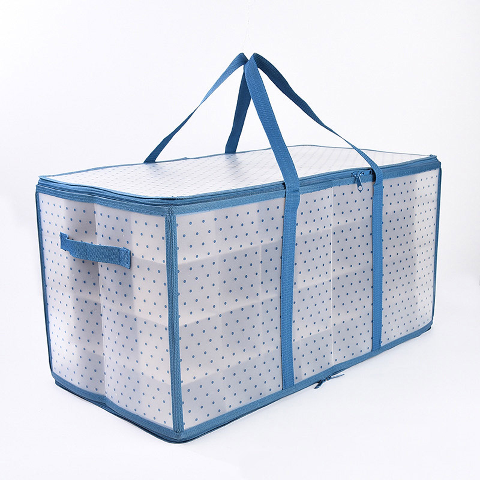 Ovzne Blue Polka 128 Foldable Christmas Ball Storage Box On Clearance