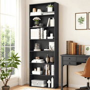 Homfa 82" Tall Bookcases, Freestanding Display Storage Shelves, 7-Tier Open Bookshelf for Home Office Living Room Bedroom, Black