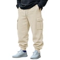 thumbnail image 2 of Yuyuzo Mens Cargo Sweatpants Causal Drawstring Workout Joggers Fleece Solid Color Athletic Pants with Pockets, 2 of 7