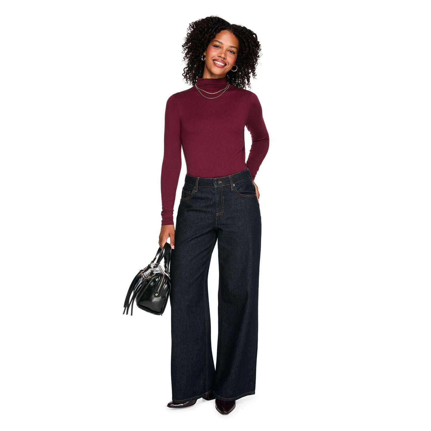 George Women's Mock-Neck Long-Sleeve T-Shirt