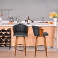 thumbnail image 2 of Swivel Bar Stools Set of 2 with Faux Leather Upholstered Seat and Back, 23.6 Inch Mid-Century Kitchen Counter Stools Bar Pub Chairs, Wood Frame & Metal Footrest, 2 of 8
