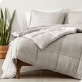 thumbnail image 1 of Bare Home Goose Down Alternative Comforter Set - 3 Piece Set - Queen, Stone - Modern Plaid/Pinstripe, 1 of 4