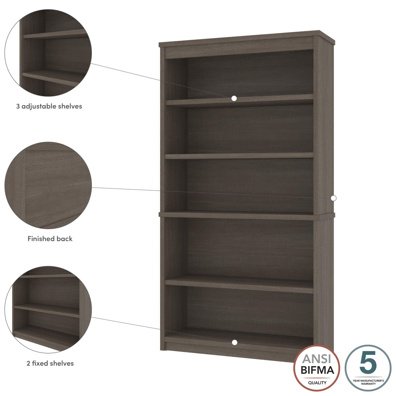 Bibliothèque 36L Universel de Bestar, gris écorce
