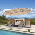 thumbnail image 1 of PURPLE LEAF 15ft Patio Umbrella with Base Included Double-Sided Rectangle Outdoor Umbrella Table Market Umbrella with Crank for Backyard Pool Garden Deck, Khaki, 1 of 1