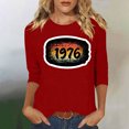 thumbnail image 1 of Uootdi Hauts pour Femmes Manches 3/4 Col Ras du Cou 1976 Imprimé Arc-en-Ciel Rétro Coupe Décontractée T-Shirts Nostalgiques pour Escapade d'Été Cadeau, 1 of 4