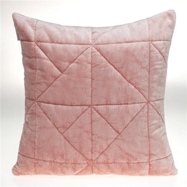 HomeRoots 402898 Pink Chunky Geo Stitched Velvet Decorative Throw Pillow