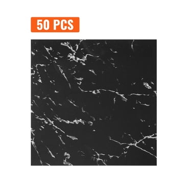 KFFKFF Stick-On Vinyl Floor Tiles, Dimensions 12x12 inches, Pack of 50, 1.5mm Thickness, Black Marble Design, Ideal for DIY Kitchen, Dining Area, Bedroom & Bathroom Flooring