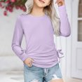 thumbnail image 2 of Plebaso Chemises à Manches Longues pour Filles avec Cordon de Serrage Col Rond Blouses Décontractées Mode Tunique pour Enfants Filles, 2 of 6