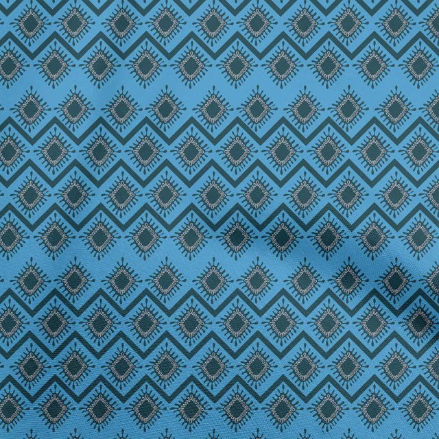 oneOone Rayon Blue Fabric Abstract Sewing Material Print Fabric By The Yard 56 Inch Wide