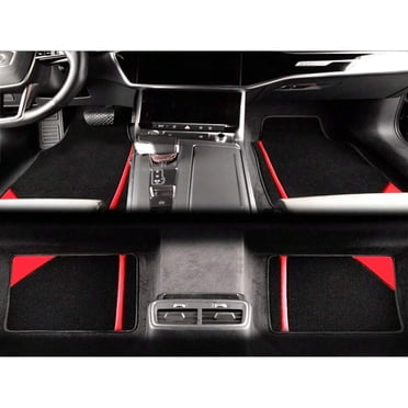 Tuqiang Tapis de Sol de Voiture for BMW for X5PHEV à Poils Souples en Suède Noir et Rouge